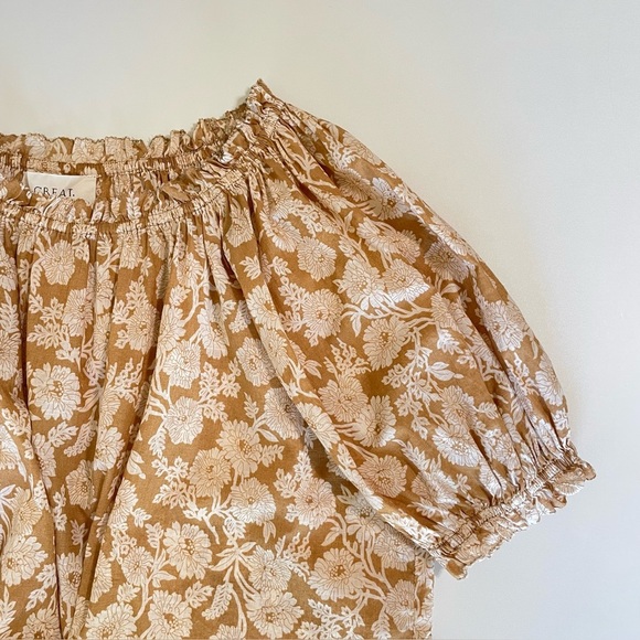 The GREAT. The Garland Top Puff Sleeve Boho Blouse Oat Wild Brush Floral 0 XS - Picture 11 of 16
